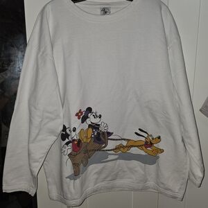 White Disney Sweatshirt with Mickey and Friends